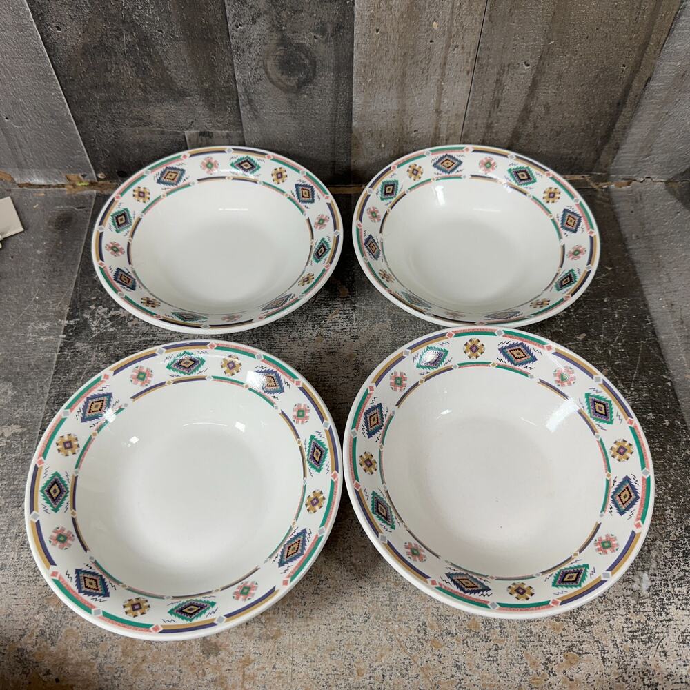 Farberware‎ Southwestern Stoneware "Scottsdale" Set Of 4 Soup/Cereal Bowls Aztec